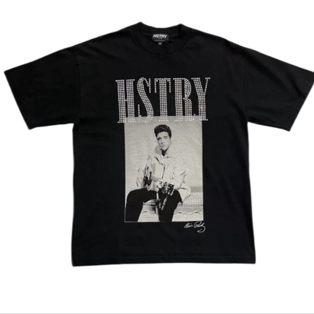 HSTRY × Elivis Presley Rhinestone Short Sleeve T-shirt 100% Cotton Size XXL